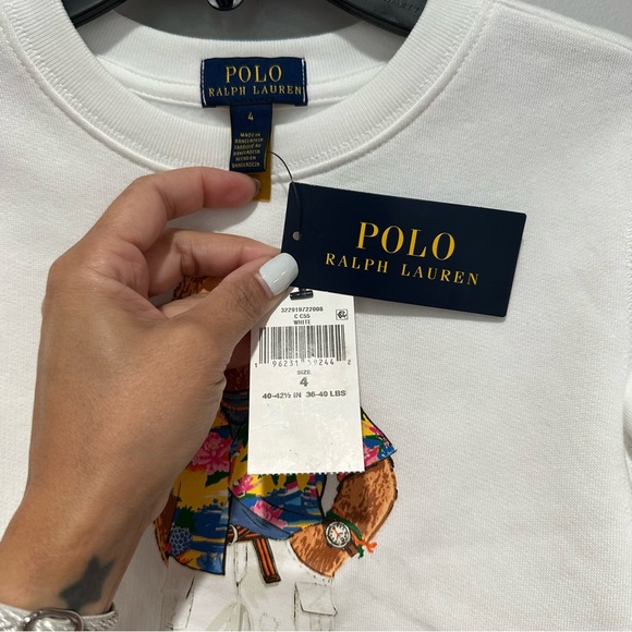 NEW Polo Bear Ralph Lauren White Sweatshirt Size 4 - Picture 5 of 8